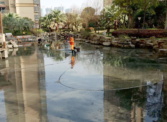 沙河口景观池淤泥清理